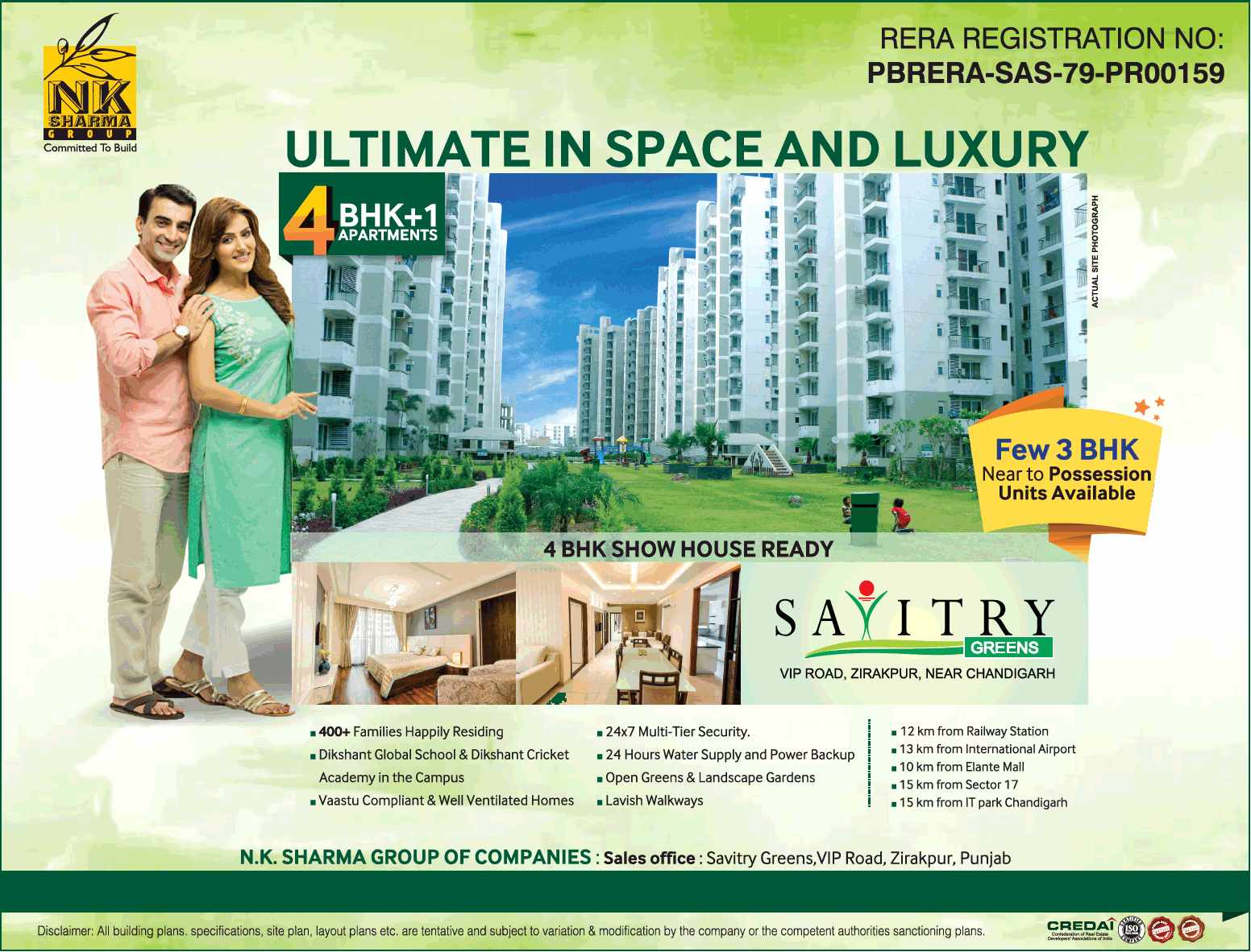 Get Luxurious 4 BHK apartments at Savitry Greens, Chandigarh